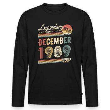 Legendary Since December 1989 Limited Edition - Männer Premium Bio Langarmshirt - Schwarz - Vorne - Nico (187cm)