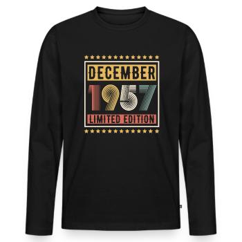 Millésime Décembre 1957 Edition Limitée Anniversaire - T-shirt manches longues Premium bio Homme - noir - Devant - Nico (187cm)