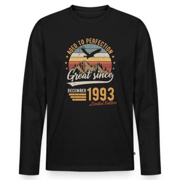 Décembre 1993 Cadeau d’anniversaire en édition limitée - T-shirt manches longues Premium bio Homme - noir - Devant - Nico (187cm)