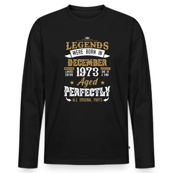 Born December 1973 Birthday Gift - Men's Premium Organic Long Sleeve Shirt - black - Front - Nico (187cm)