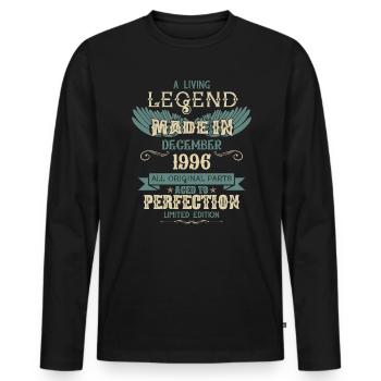 Décembre 1996 Millésime anniversaire - T-shirt manches longues Premium bio Homme - noir - Devant - Nico (187cm)