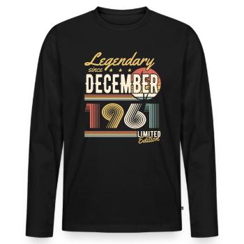 Legendary Since December 1961 Limited Edition - Männer Premium Bio Langarmshirt - Schwarz - Vorne - Nico (187cm)