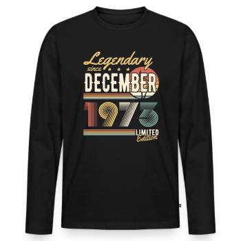 Legendary Since December 1973 Limited Edition - Männer Premium Bio Langarmshirt - Schwarz - Vorne - Nico (187cm)