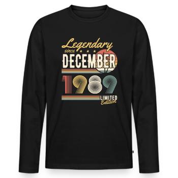 Legendary Since December 1989 Limited Edition - Männer Premium Bio Langarmshirt - Schwarz - Vorne - Nico (187cm)