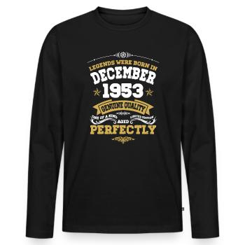 Millésime parfaitement vieilli décembre 1953 - T-shirt manches longues Premium bio Homme - noir - Devant - Nico (187cm)