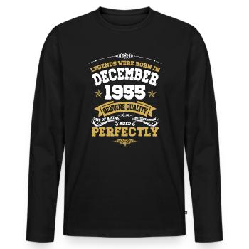 Millésime parfaitement vieilli décembre 1955 - T-shirt manches longues Premium bio Homme - noir - Devant - Nico (187cm)
