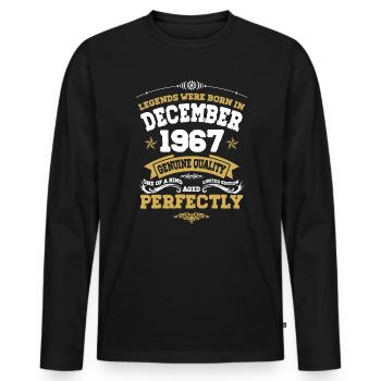 Millésime parfaitement vieilli décembre 1967 - T-shirt manches longues Premium bio Homme - noir - Devant - Nico (187cm)