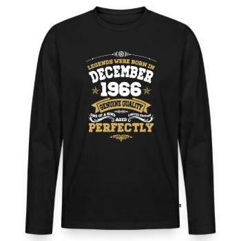Millésime parfaitement vieilli décembre 1966 - T-shirt manches longues Premium bio Homme - noir - Devant - Nico (187cm)