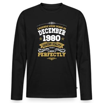 Millésime Vieilli parfaitement Décembre 1980 - T-shirt manches longues Premium bio Homme - noir - Devant - Nico (187cm)