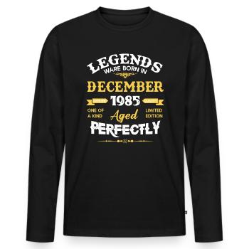 Décembre 1985 Vintage vintage anniversaire - T-shirt manches longues Premium bio Homme - noir - Devant - Nico (187cm)