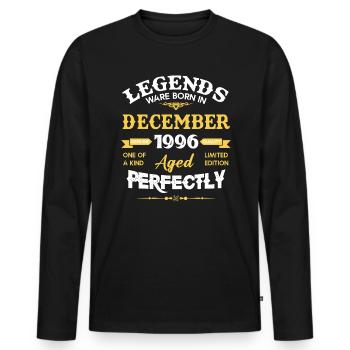 Décembre 1996 Millésime anniversaire - T-shirt manches longues Premium bio Homme - noir - Devant - Nico (187cm)