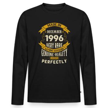 Décembre 1996 Millésime anniversaire - T-shirt manches longues Premium bio Homme - noir - Devant - Nico (187cm)
