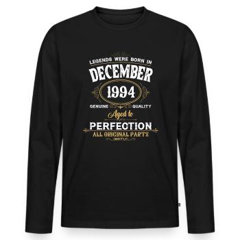 Born December 1994 Birthday Gift - Men's Premium Organic Long Sleeve Shirt - black - Front - Nico (187cm)