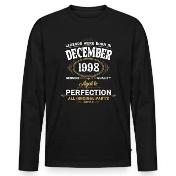 Born December 1998 Birthday Gift - Men's Premium Organic Long Sleeve Shirt - black - Front - Nico (187cm)