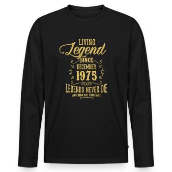 Décembre 1975 Vintage vintage anniversaire - T-shirt manches longues Premium bio Homme - noir - Devant - Nico (187cm)