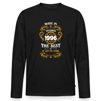 Made In December 1996 The Best - Men's Premium Organic Long Sleeve Shirt - black - Front - Nico (187cm)