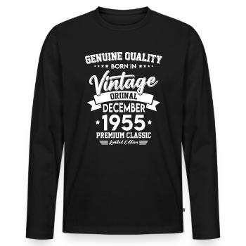 Born in December 1955 Original Vintage - Men's Premium Organic Long Sleeve Shirt - black - Front - Nico (187cm)