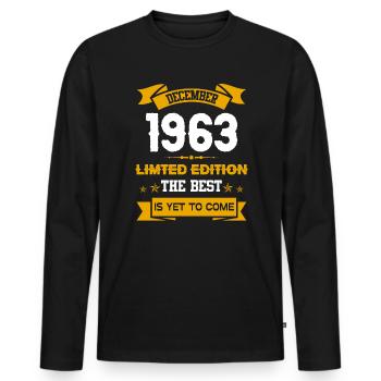 Dezember 1963 Geburtstagsgeschenk - Männer Premium Bio Langarmshirt - Schwarz - Vorne - Nico (187cm)