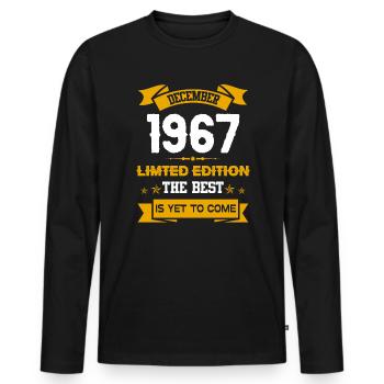 Dezember 1967 Geburtstagsgeschenk - Männer Premium Bio Langarmshirt - Schwarz - Vorne - Nico (187cm)