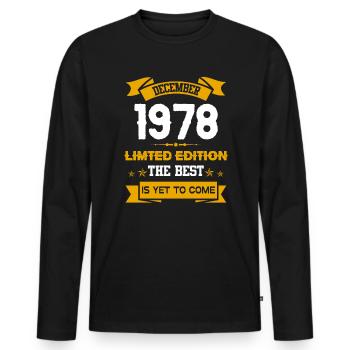December 1978 Birthday present - Men's Premium Organic Long Sleeve Shirt - black - Front - Nico (187cm)