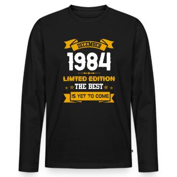 Dezember 1984 Geburtstagsgeschenk - Männer Premium Bio Langarmshirt - Schwarz - Vorne - Nico (187cm)
