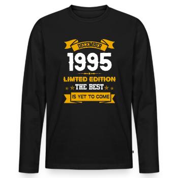 Dezember 1995 Geburtstagsgeschenk - Männer Premium Bio Langarmshirt - Schwarz - Vorne - Nico (187cm)