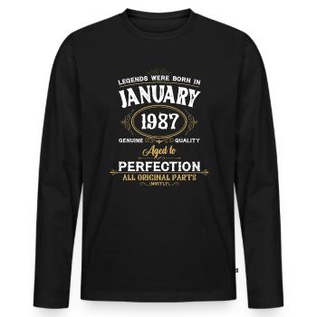 Les légendes sont nées en janvier 1987 - T-shirt manches longues Premium bio Homme - noir - Devant - Nico (187cm)