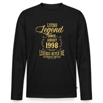 Légende vivante depuis janvier 1998 - T-shirt manches longues Premium bio Homme - noir - Devant - Nico (187cm)