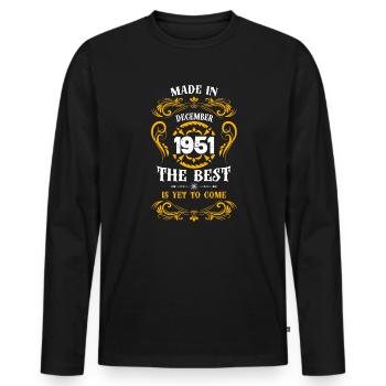 Made In January 1951 The Best - Männer Premium Bio Langarmshirt - Schwarz - Vorne - Nico (187cm)