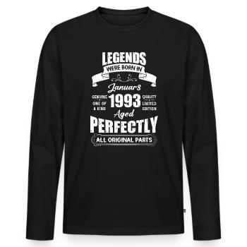 Legends Were Born In January 1993 Birthday - Men's Premium Organic Long Sleeve Shirt - black - Front - Nico (187cm)