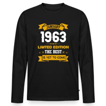 Januar 1963 Geburtstagsgeschenk - Männer Premium Bio Langarmshirt - Schwarz - Vorne - Nico (187cm)