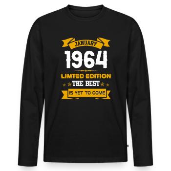 Januar 1964 Geburtstagsgeschenk - Männer Premium Bio Langarmshirt - Schwarz - Vorne - Nico (187cm)