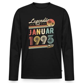 Legendary since January 1993 birthday gift - Men's Premium Organic Long Sleeve Shirt - black - Front - Nico (187cm)