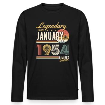 Legendary Since January 1954 Limited Edition - Männer Premium Bio Langarmshirt - Schwarz - Vorne - Nico (187cm)