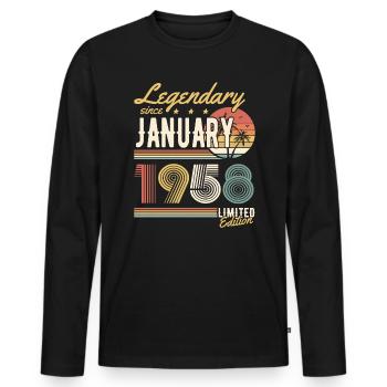 Legendary Since January 1958 Limited Edition - Männer Premium Bio Langarmshirt - Schwarz - Vorne - Nico (187cm)