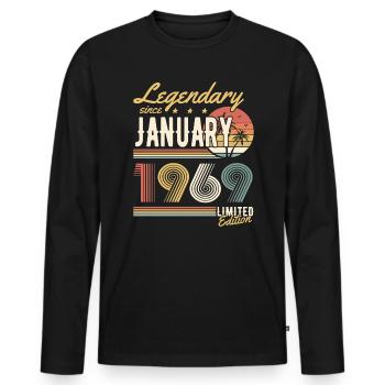 Legendary Since January 1969 Limited Edition - Männer Premium Bio Langarmshirt - Schwarz - Vorne - Nico (187cm)