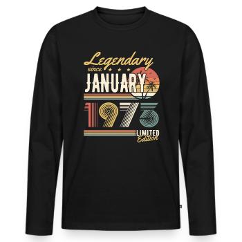 Legendary Since January 1973 Limited Edition - Männer Premium Bio Langarmshirt - Schwarz - Vorne - Nico (187cm)