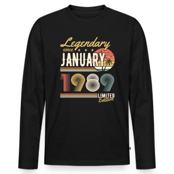 Legendary Since January 1989 Limited Edition - Männer Premium Bio Langarmshirt - Schwarz - Vorne - Nico (187cm)