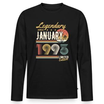 Legendary Since January 1993 Limited Edition - Männer Premium Bio Langarmshirt - Schwarz - Vorne - Nico (187cm)
