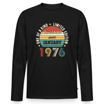 Génial depuis janvier 1976 édition limitée - T-shirt manches longues Premium bio Homme - noir - Devant - Nico (187cm)