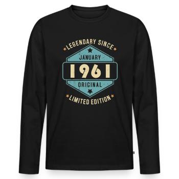 Legendary Since January 1961 Limited Edition - Männer Premium Bio Langarmshirt - Schwarz - Vorne - Nico (187cm)