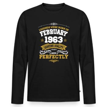Vintage Aged To Perfection February 1963 - Men's Premium Organic Long Sleeve Shirt - black - Front - Nico (187cm)