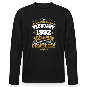 Vintage Aged To Perfection February 1992 - Men's Premium Organic Long Sleeve Shirt - black - Front - Nico (187cm)