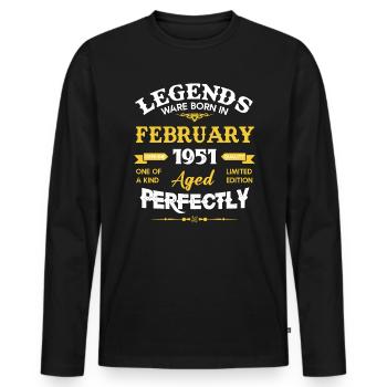 Vintage Aged To Perfection February 1951 - Men's Premium Organic Long Sleeve Shirt - black - Front - Nico (187cm)