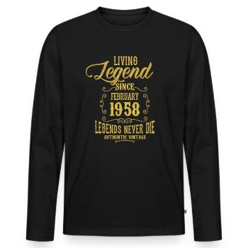 Living Legend since February 1958 - Men's Premium Organic Long Sleeve Shirt - black - Front - Nico (187cm)