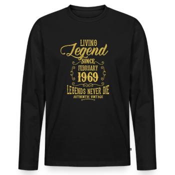 Living Legend since February 1969 - Men's Premium Organic Long Sleeve Shirt - black - Front - Nico (187cm)