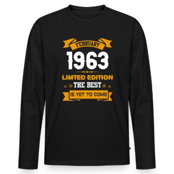 Februar 1963 Geburtstagsgeschenk - Männer Premium Bio Langarmshirt - Schwarz - Vorne - Nico (187cm)