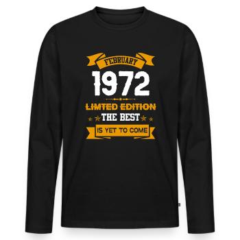 Februar 1972 Geburtstagsgeschenk - Männer Premium Bio Langarmshirt - Schwarz - Vorne - Nico (187cm)