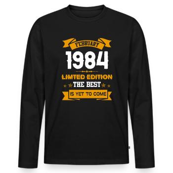 Februar 1984 Geburtstagsgeschenk - Männer Premium Bio Langarmshirt - Schwarz - Vorne - Nico (187cm)