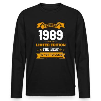 Februar 1989 Geburtstagsgeschenk - Männer Premium Bio Langarmshirt - Schwarz - Vorne - Nico (187cm)